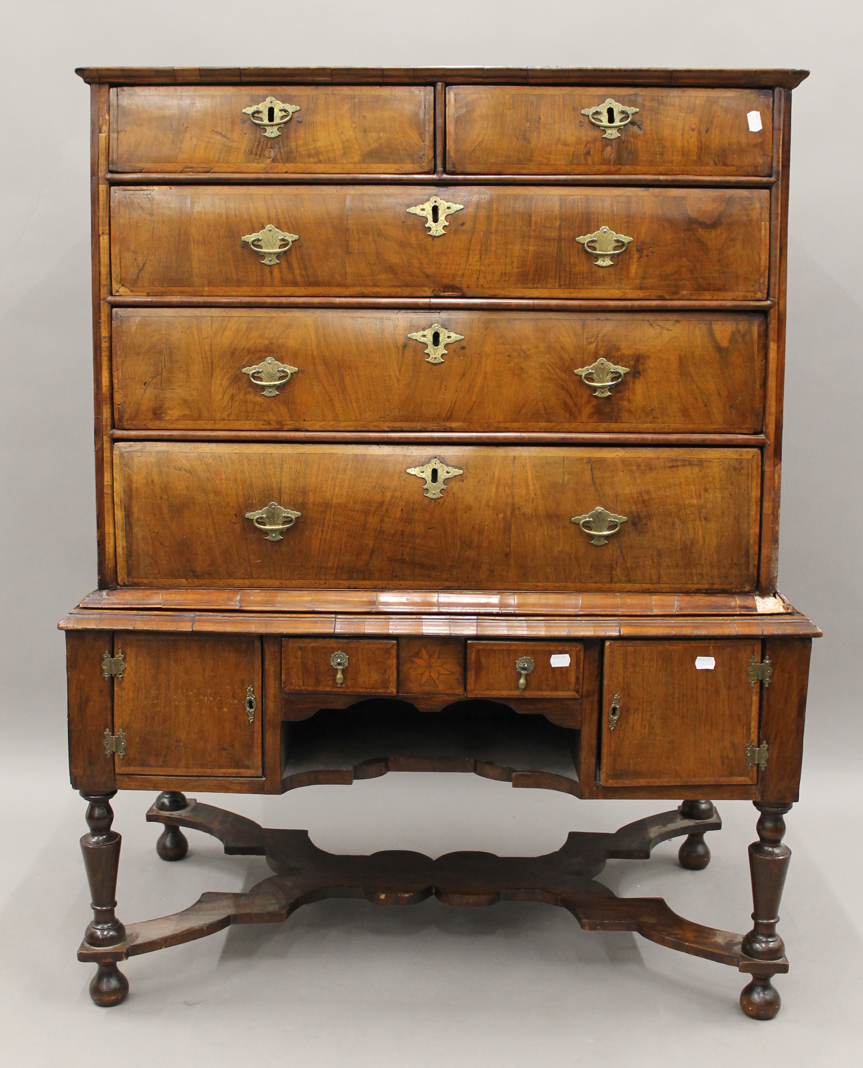 An 18th century walnut chest on stand. 101 cm wide x 129.5 cm high. - Image 2 of 12
