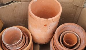 A quantity of terracotta garden pots