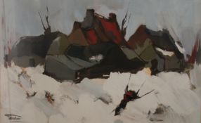 HENRI TITSELAAR (1917-2013) Dutch (AR), Snow Scene, oil. 48 x 30 cm.