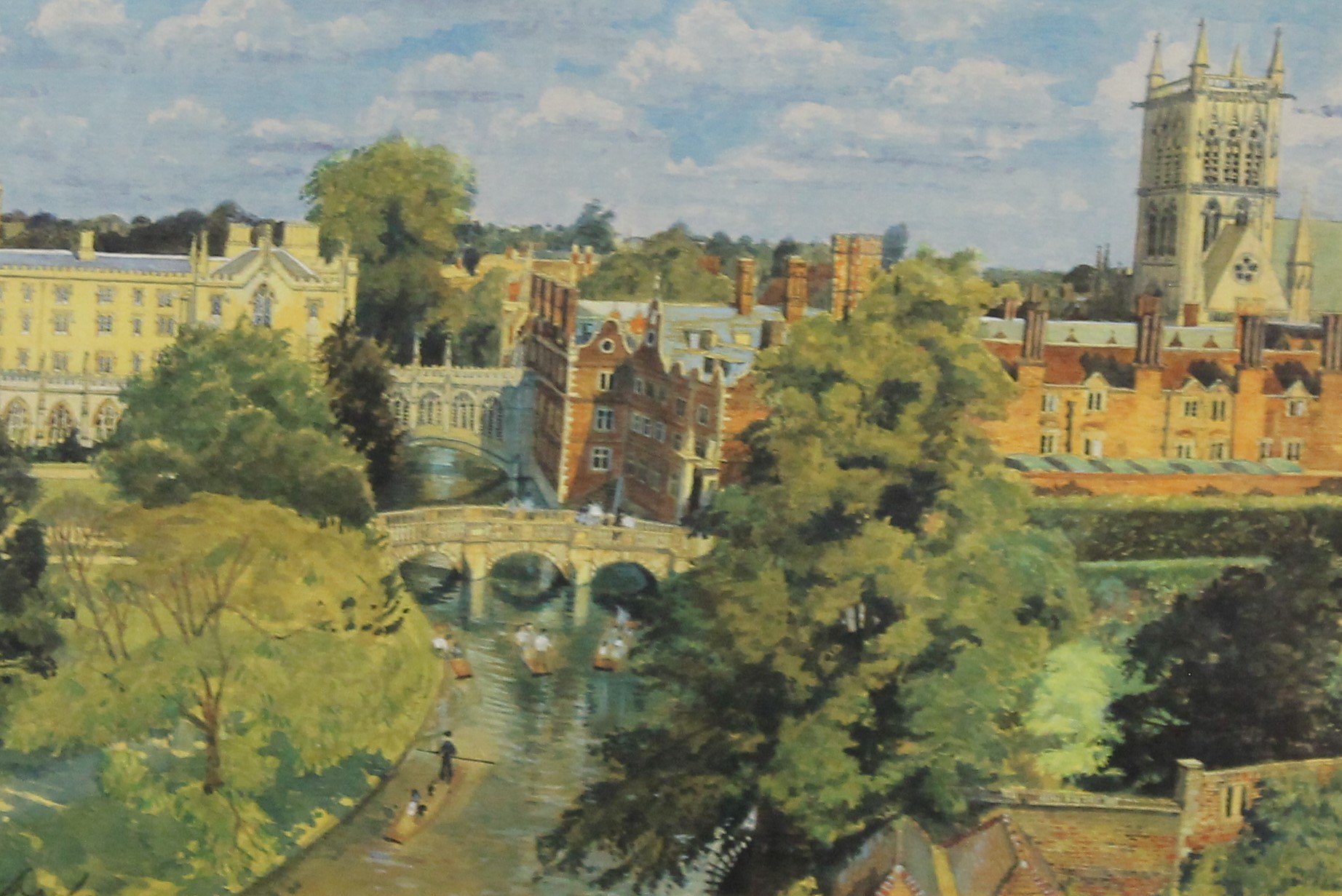 JOHN DOYLE, St John's College, Cambridge, limited edition print, framed and glazed. 34.5 x 25.5 cm.