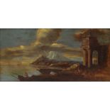 ITALIAN SCHOOL, Coastal Scene, oil on board, unsigned, framed. 40.5 x 19.5 cm.