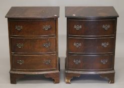 A pair of small 20th century mahogany bowfront chest of drawers. Each 51 cm wide.