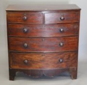 A 19th century mahogany bowfront chest of drawers. 108 cm wide.