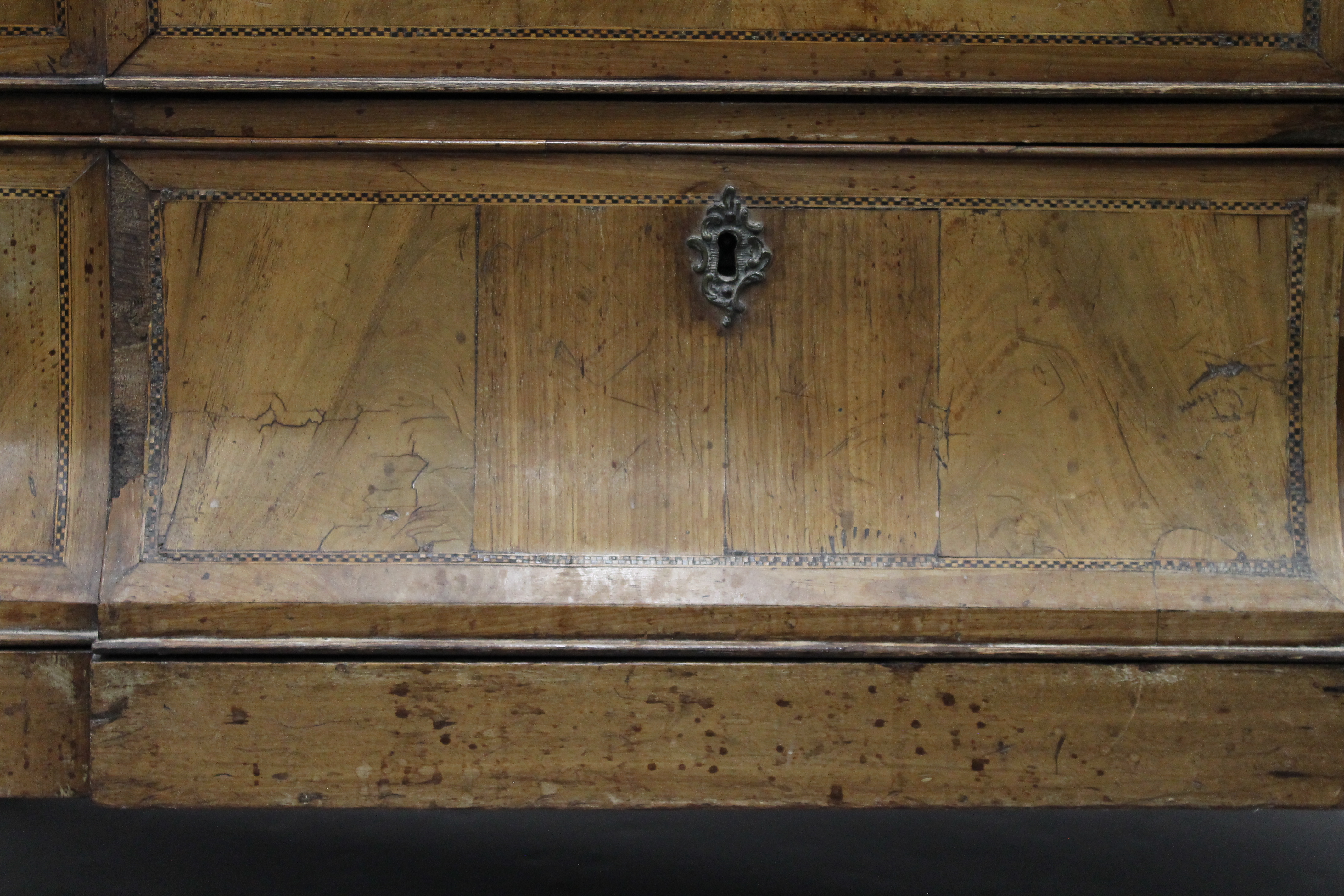 A 19th century inlaid mahogany breakfront chest of drawers. 96.5 cm wide. - Image 13 of 14