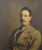 A Portrait of Walter Mervyn Bennett Newcomb, oil on canvas, signed NEWHAM, framed. 49 x 60 cm.