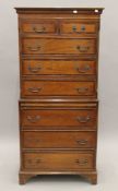 A 20th century mahogany chest on chest. 154 cm high x 70.5 cm wide.