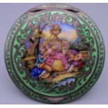 An Austrian silver and enamel compact. 7.5 cm diameter.