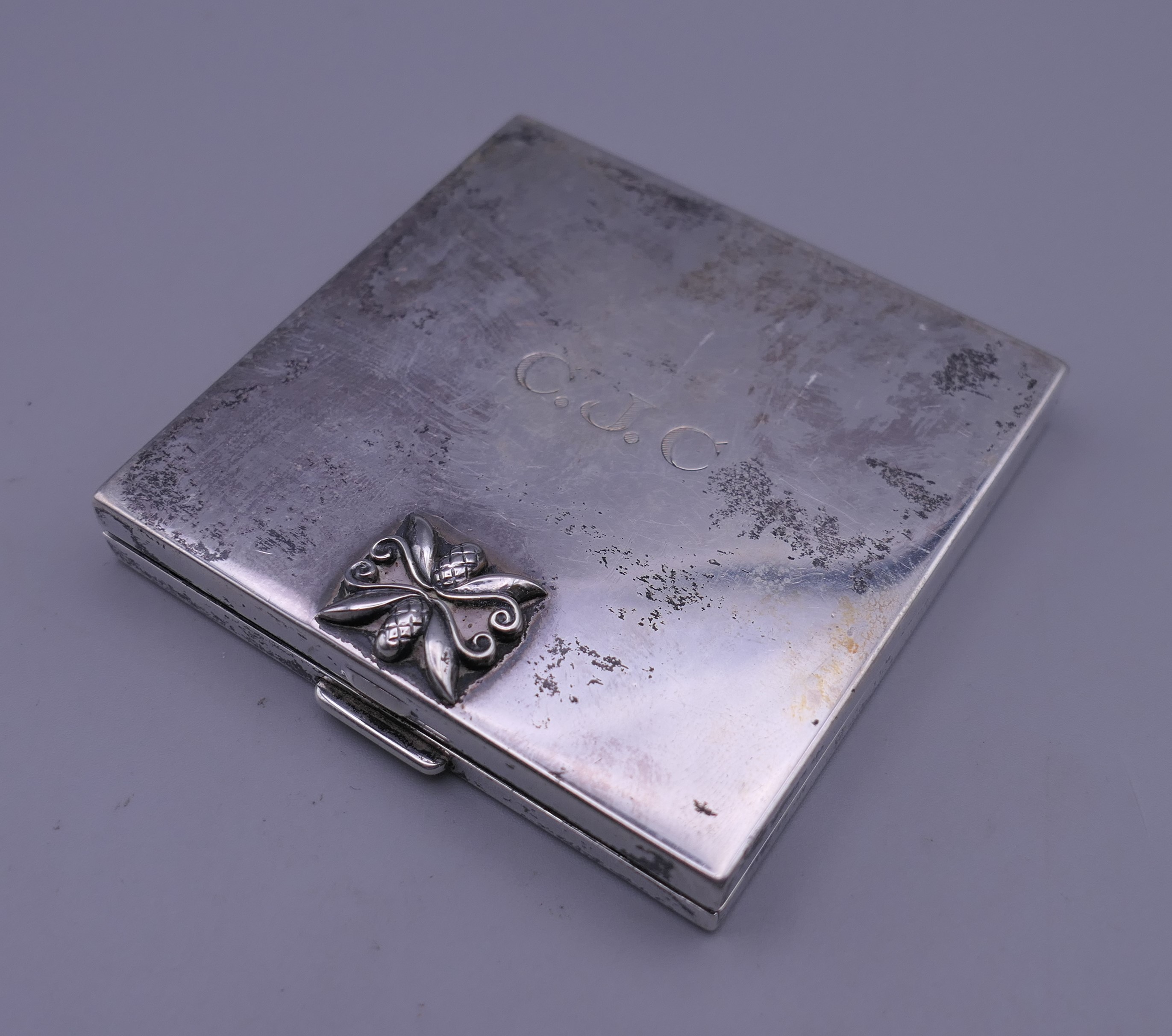 A Georg Jensen sterling silver compact. 7 cm wide.