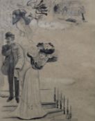 FRENCH SCHOOL (late 19th/early 20th century), charcoal sketches on paper, indistinctly signed,