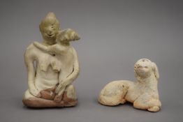 Two Oriental antiquity type terracotta models, possibly Khmer. The largest 13 cm high.