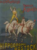 An original 19th century French Circus poster, framed and glazed. 54.5 x 76.5 cm.