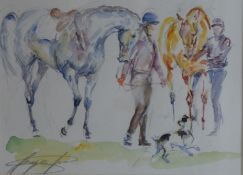 JACQUIE JONES (20th/21st century) British, On The Gallops, watercolour on paper, framed and glazed.