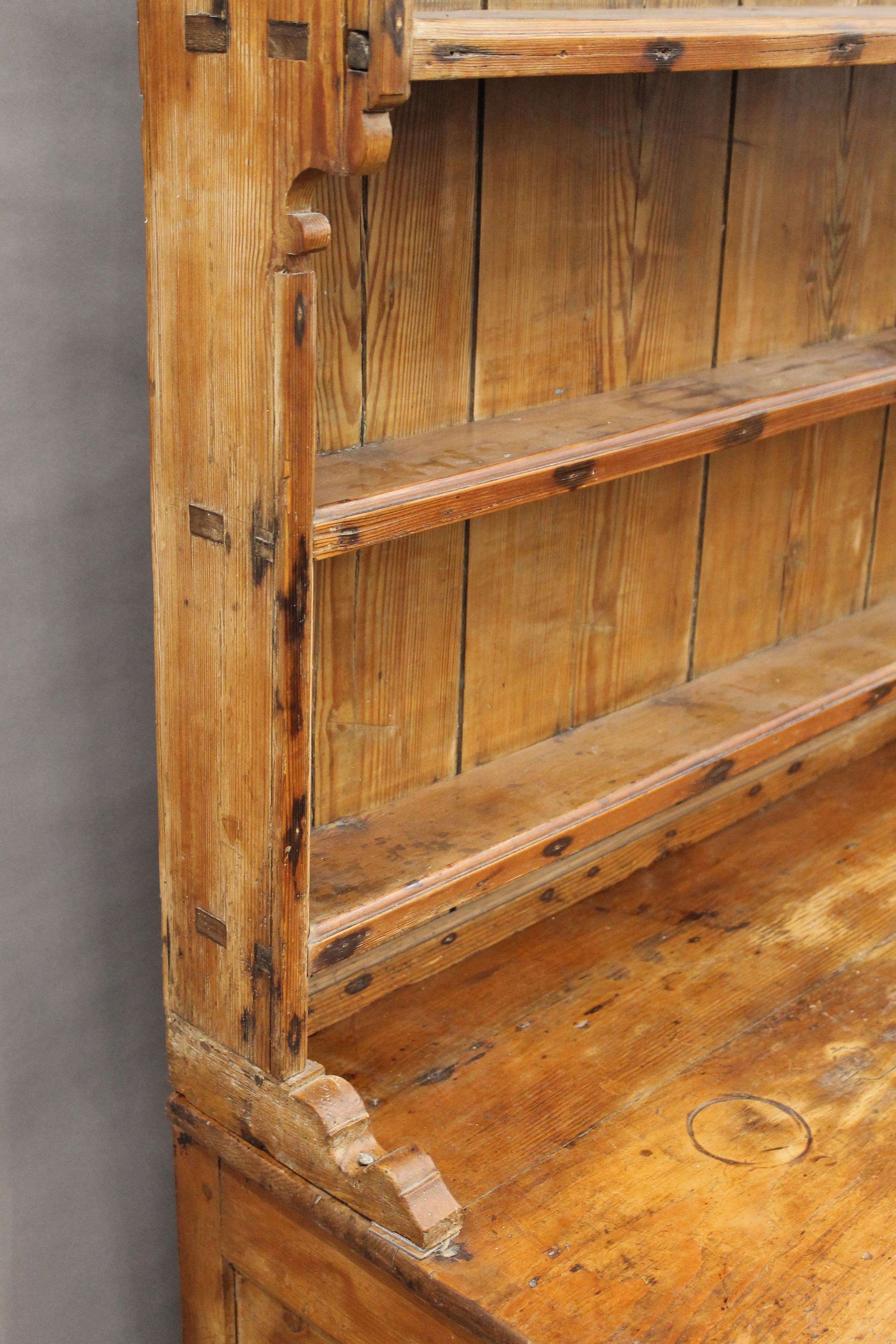 A Victorian pine dresser. 202.5 cm high x 162 cm wide. - Image 5 of 10
