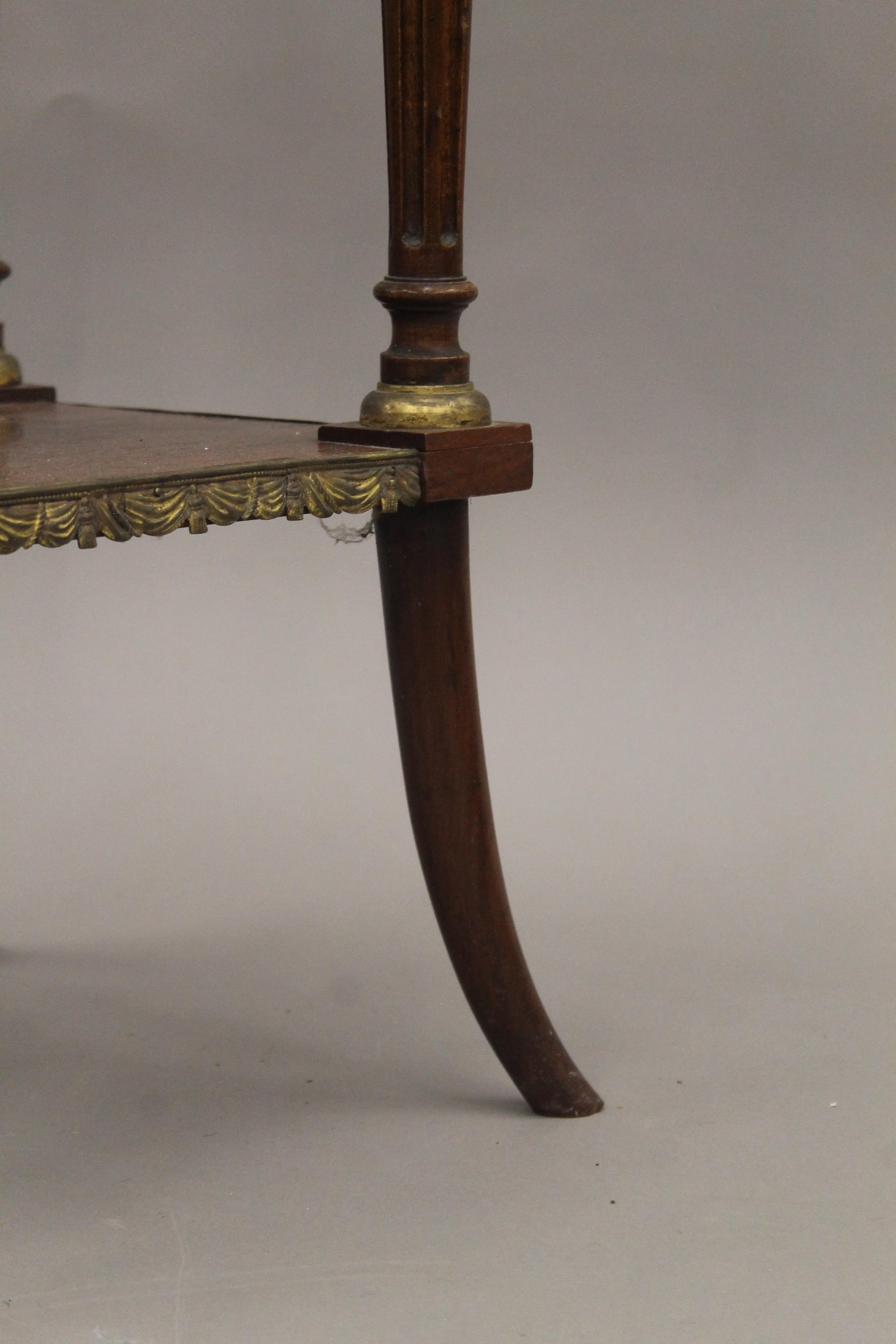 A French gilt metal mounted two-tier side table. 31.5 cm square. - Image 6 of 6