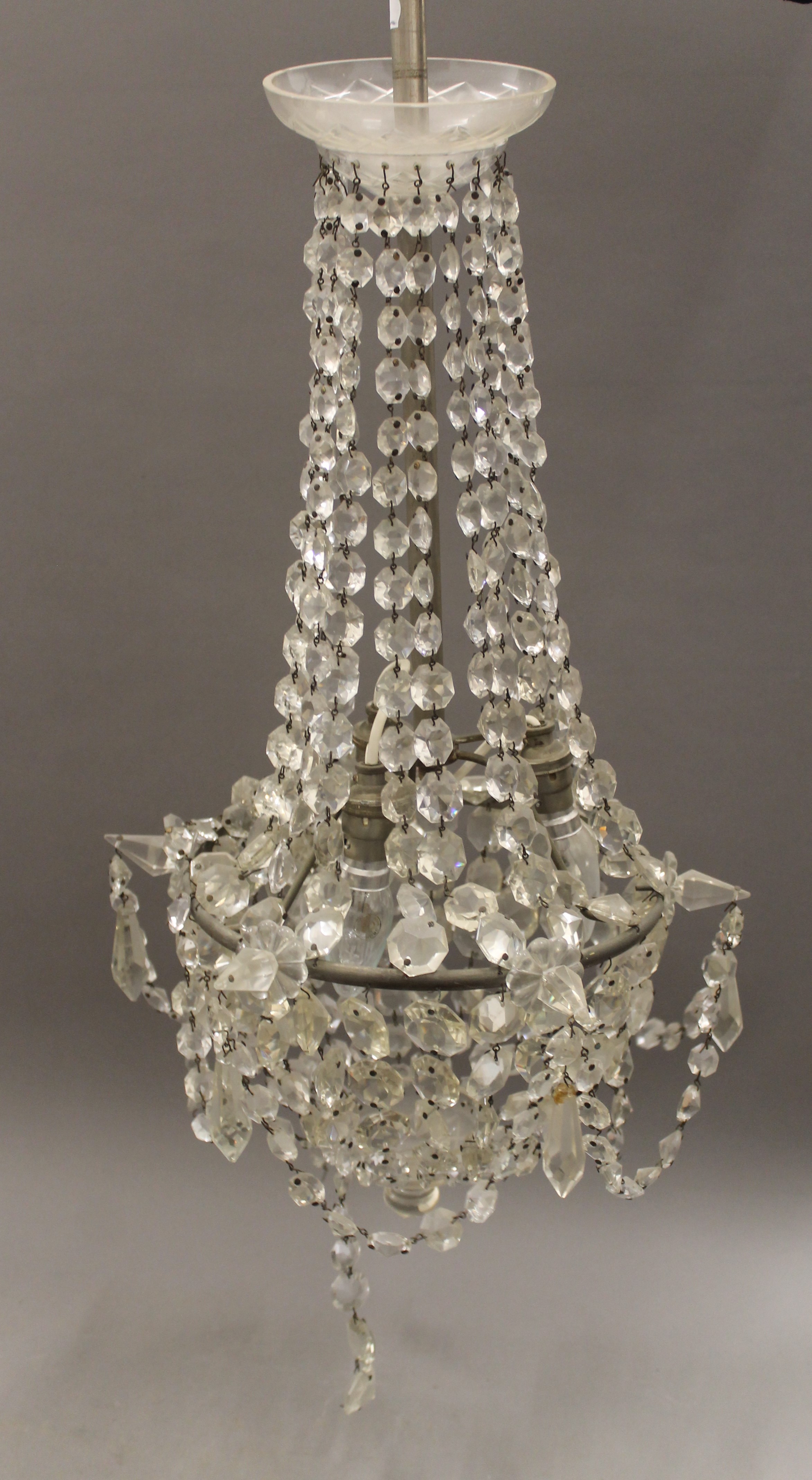 Two cut glass chandeliers. The largest approximately 70 cm high. - Image 3 of 3