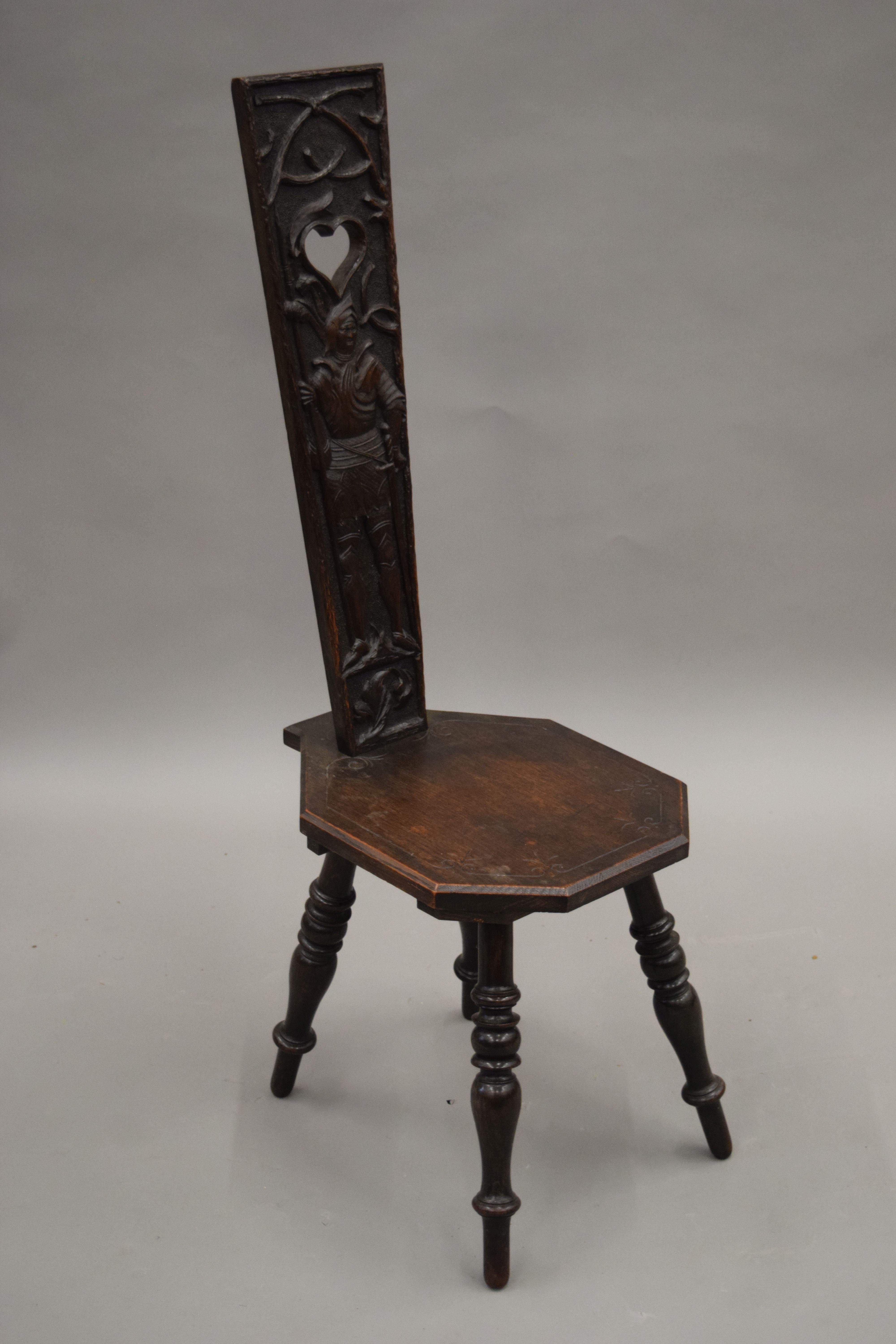 A Victorian carved oak spinners chair. - Image 2 of 5