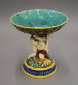 A Minton Majolica tazza. 22.5 cm high.