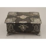 A Victorian silver mounted tortoiseshell box. 15 cm wide.