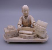 A 19th century Japanese ivory okimono. 8 cm wide.