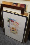A quantity of various pictures and prints, including a Chinese watercolour.