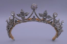 A late 18th/19th century tiara, set with an arrangement of paste stones,