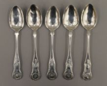 Five Queens pattern teaspoons by Glasgow makers McKell/Coghill, 19th century.