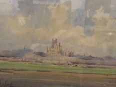 Ely Cathedral, watercolour, indistinctly signed and dated 1984, framed and glazed. 39.5 x 31 cm.
