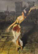 Dancing Woman, oil on board, framed. 25 x 35.5 cm.