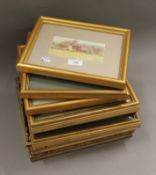 A quantity of small gilt framed prints.