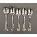 Five Queens pattern teaspoons by London makers George Adams, mid-19th century.