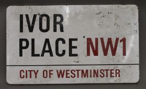 A City of Westminster Ivor Place NW1 enamel sign. 75 cm wide.