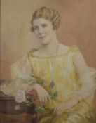 An Art Deco watercolour, Portrait of a Lady Wearing a Pearl Necklace, signed Lafayette,