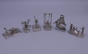 Six Dutch silver miniatures. The largest 5 cm high.