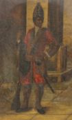 19TH CENTURY, Colonial Soldier, oil on canvas, framed. 24 x 39.5 cm.