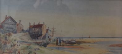 THOMAS SIDNEY, Robin Hoods Bay, Yorkshire, watercolour, signed, framed and glazed. 53 x 23.5 cm.