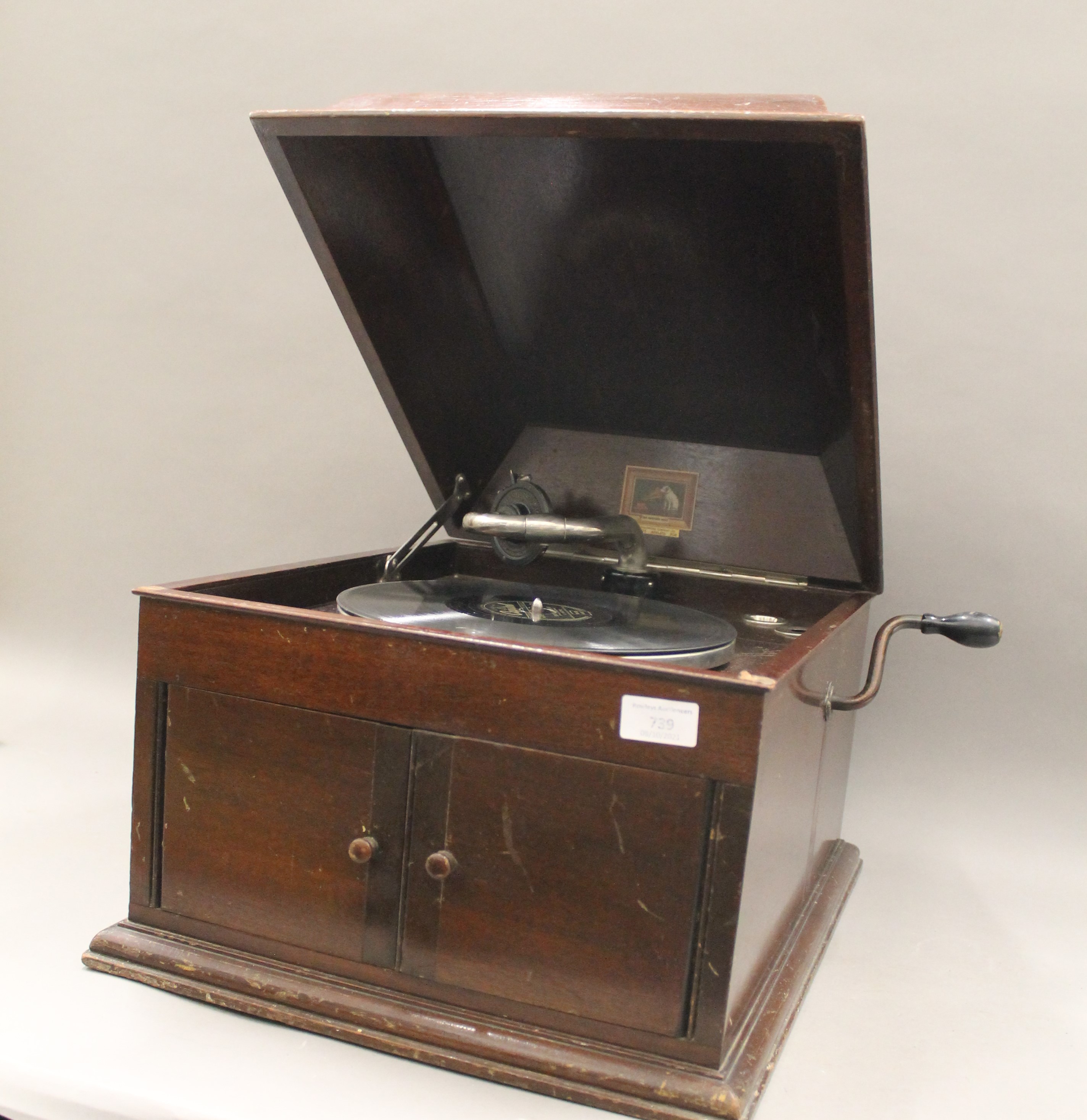 A HMV gramophone. 39.5 cm wide.