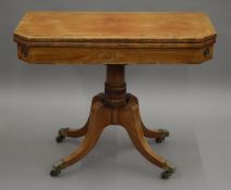 A 19th century mahogany card table. 91.5 cm wide.