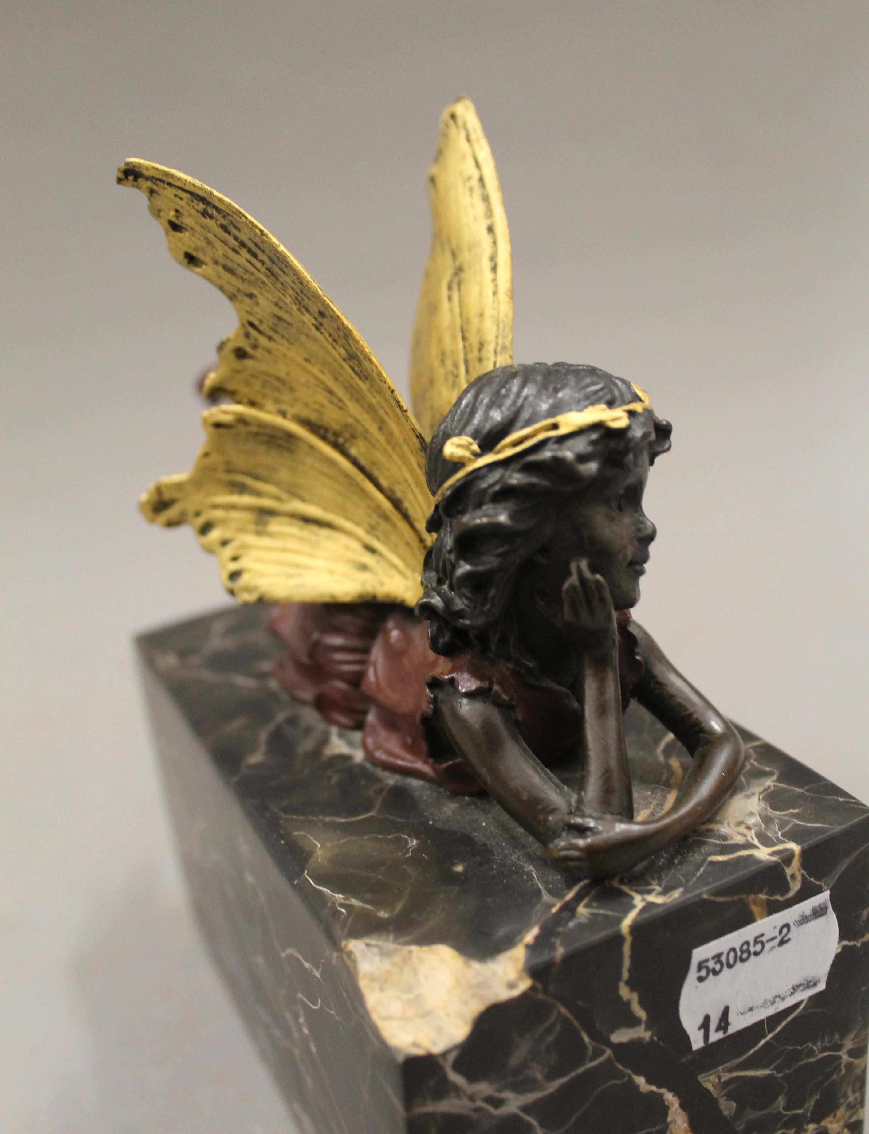 A bronze model of a pixie on a marble base. 13 cm long. - Image 4 of 5