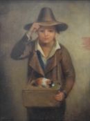 JAMES INSKIPP (1790-1868) British, Boy with a Guinea Pig, oil on canvas, framed. 22 x 30 cm.