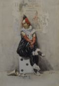 ALBERTO PISA, A Portrait of a French Circus Clown, watercolour, framed and glazed. 30 x 43.5 cm.