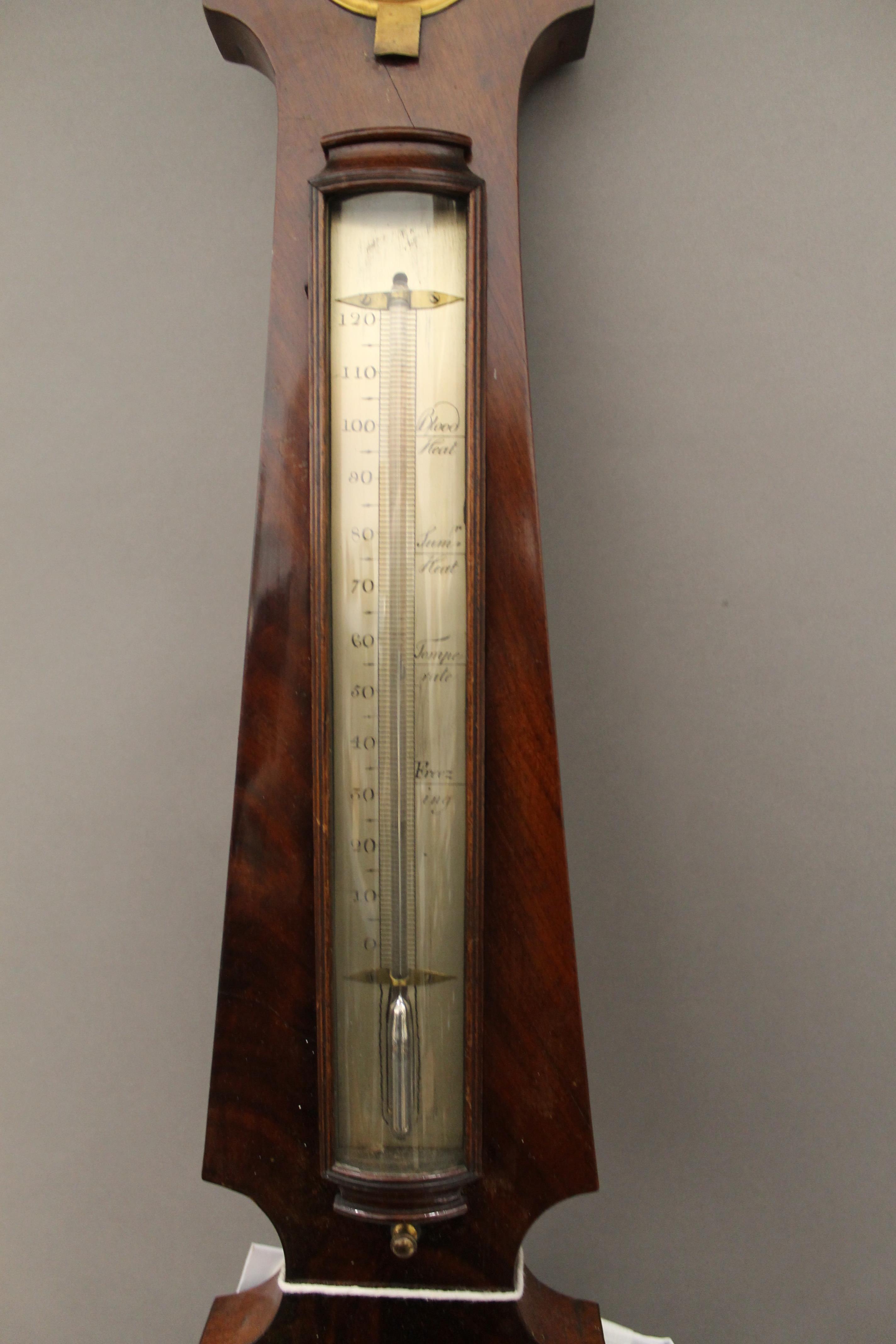 A 19th century mahogany banjo barometer. 100 cm high. - Image 5 of 5