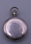 An American Watch Co silver pocket watch. 5 cm diameter.