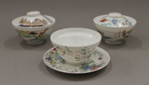 A pair of Chinese eggshell porcelain tea bowls and covers,