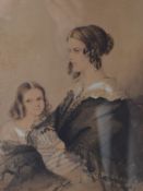 T MARSHALL, Agnes and Emmie, watercolour, signed and dated 1849, framed and glazed. 20 x 25 cm.