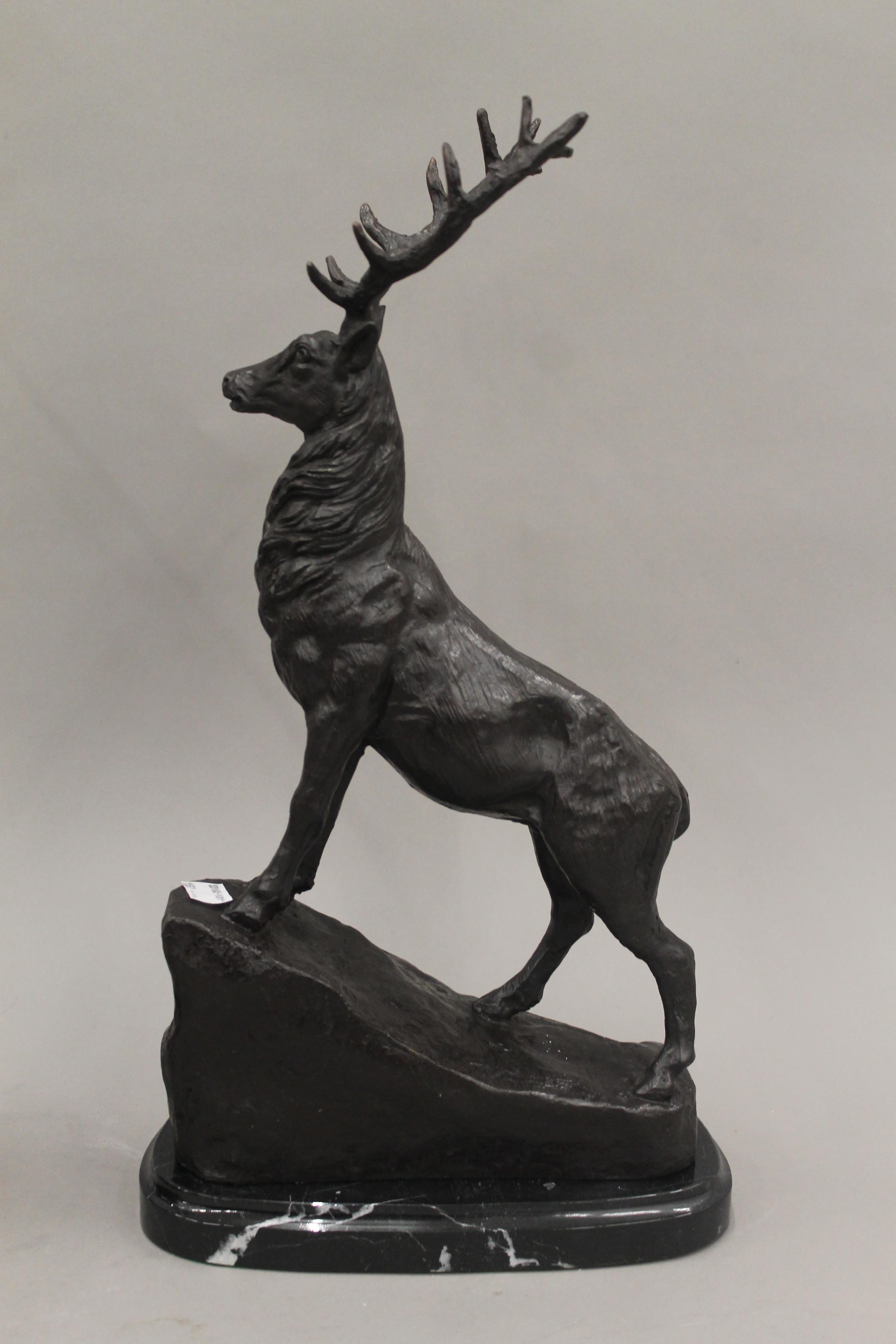 A pair of bronze stags. 42.5 cm high. - Image 2 of 4