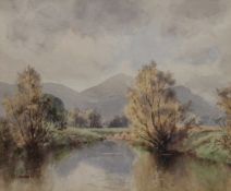 River Scene, watercolour, signed C LAWRENCE, framed and glazed. 29.5 x 24.5 cm.