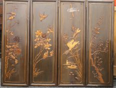 A set of four Chinese wooden panels. 103 cm high.