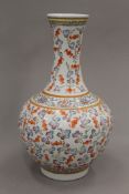 A Chinese porcelain vase decorated with bats. 38.5 cm high.