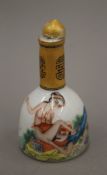 A Chinese porcelain erotic snuff bottle. 9 cm high.