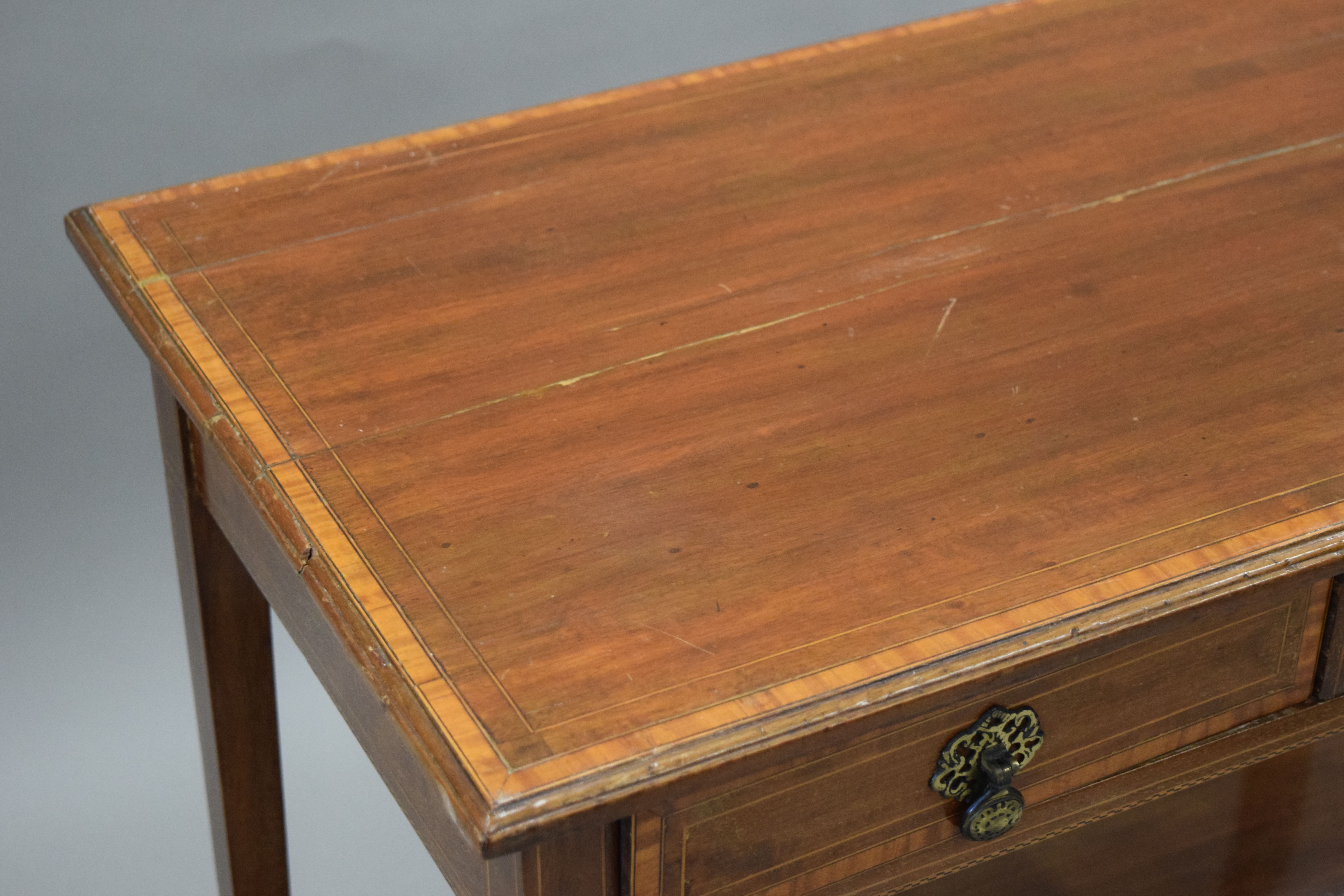 An Edwardian mahogany two drawer side table and a mahogany side table. The former 75.5 cm wide. - Image 3 of 11